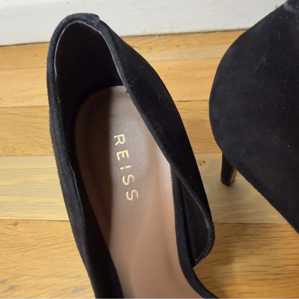 Reiss Black Suede Pointed Toe Pumps Size 40 - Picture 9 of 13